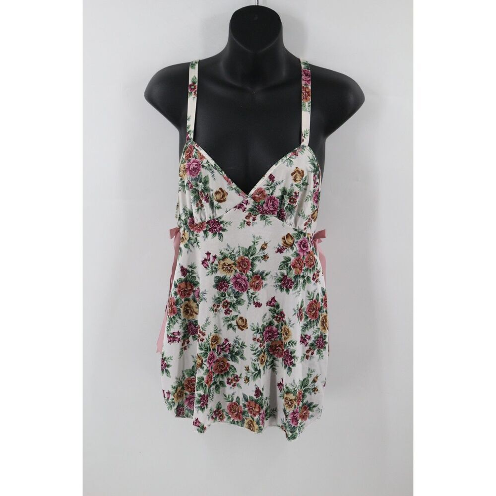 Vintage Womens Floral Teddy Apron Dress Feminine Romantic Size Small Petra